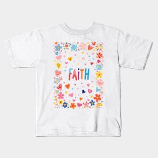 Floral Frame Faith Kids T-Shirt